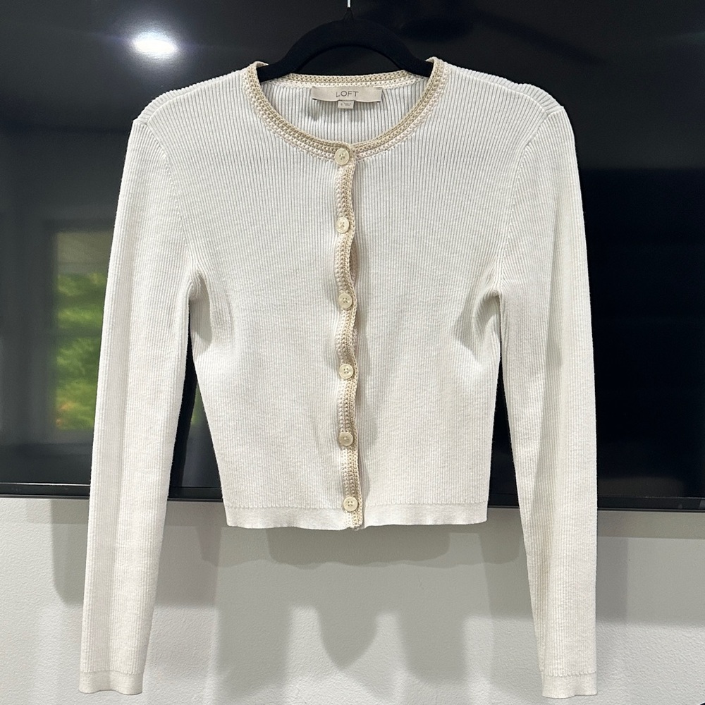 LOFT Cream Cardigan Sweater